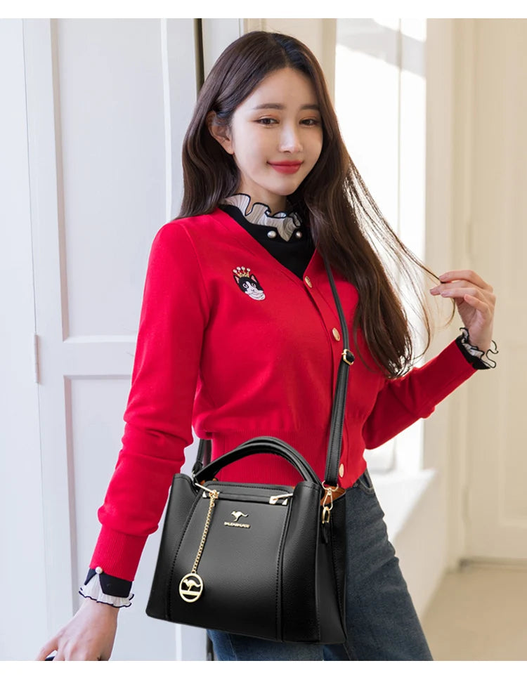 2026 Luxury Women Designer 3 Layers Shoulder Crossbody Sac Ladies Large Capacity Leather Handbags Shopper Brand Messenger Totes