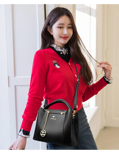 2026 Luxury Women Designer 3 Layers Shoulder Crossbody Sac Ladies Large Capacity Leather Handbags Shopper Brand Messenger Totes