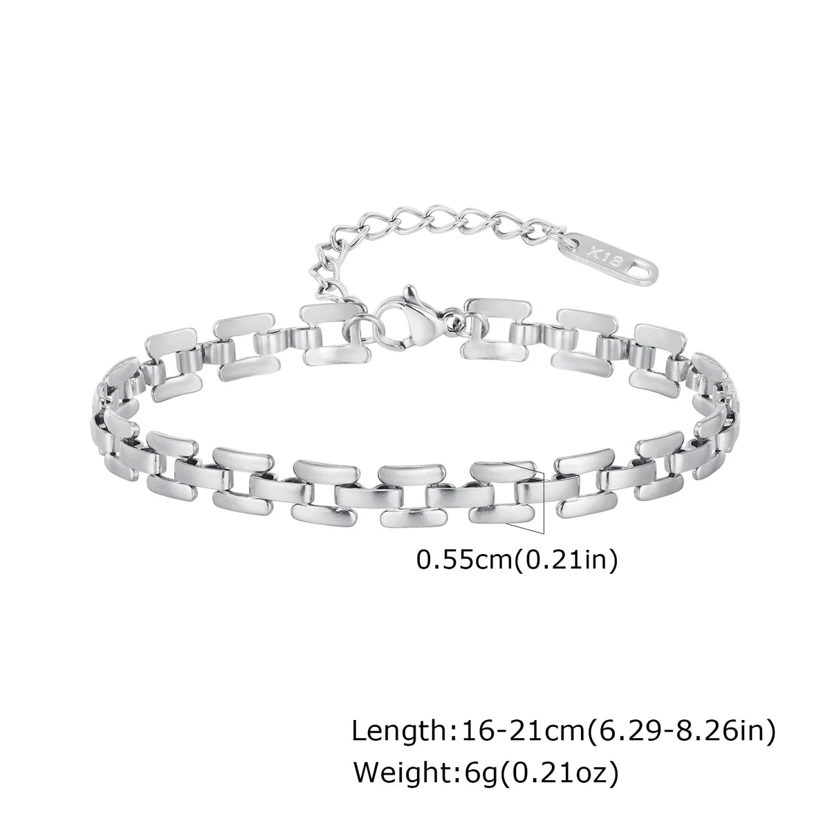 Women Chain Bracelet Silver Color, Stainless Steel Link Stackable Bracelets, Layered Waterproof Gifts