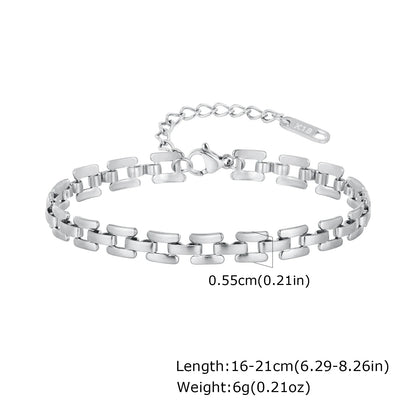 Women Chain Bracelet Silver Color, Stainless Steel Link Stackable Bracelets, Layered Waterproof Gifts