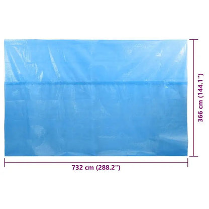 Rectangular Pool Cover 732×366cm Blue PE Leaf & Debris Protector for Above/In-Ground Swimming Pool W/ Tie-Downs Summer Winter