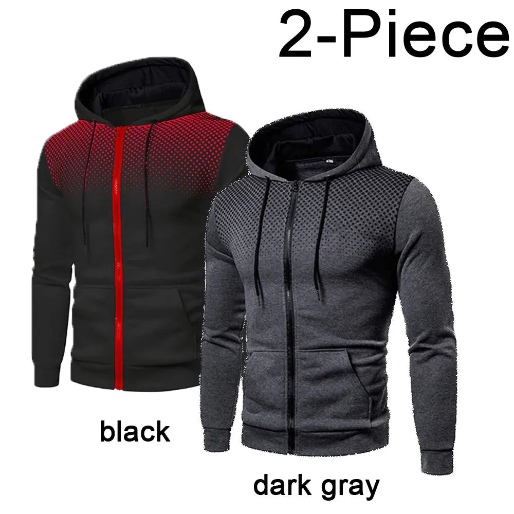 2023 Autumn and Winter New European and American Solid Color Fleece Sweater Pants Men's Casual Zipper Sports Hat Set
