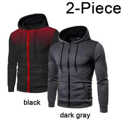 2023 Autumn and Winter New European and American Solid Color Fleece Sweater Pants Men's Casual Zipper Sports Hat Set