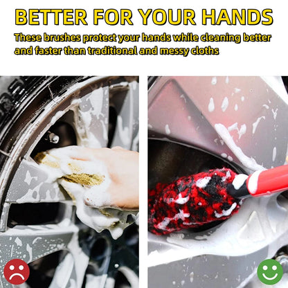 Car Wheel Detailing Brushs Bendable Wheel Woolies Auto Cleaning Tools for Car Rim Tire Washing Easily Clean Hard-To-Reach Areas
