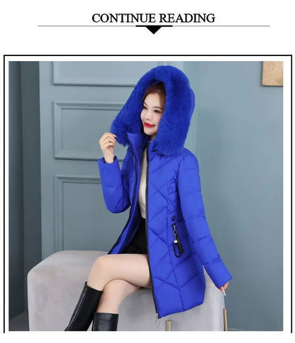 Winter New Fashion Long Cotton-padded Coat Womens Casual Hooded Parkas Womens Winter Jacket Coat Down Jacket Female