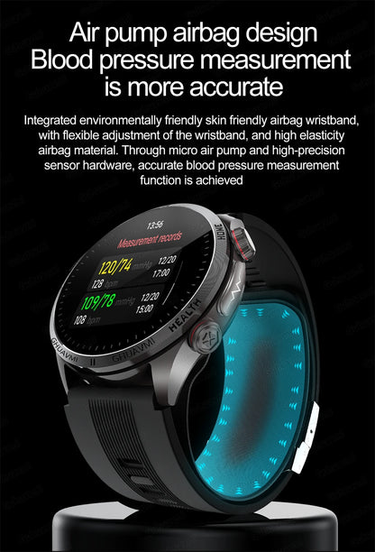 Sapphire Glass AMOLED Blood Pressure Smart Watches ECG Blood Oxygen Blood Pressure Air Pump Sport Health Tracking Smartwatch NFC