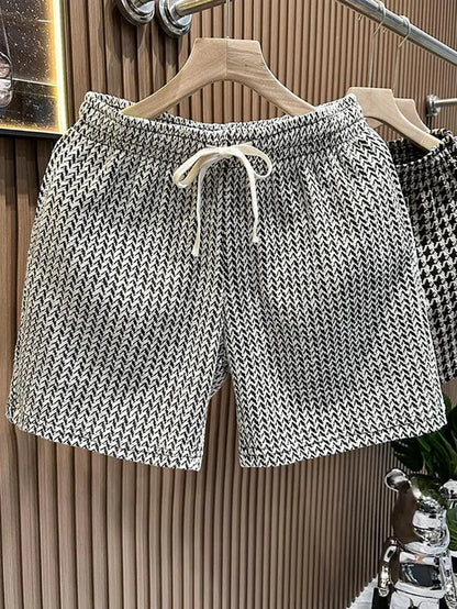 Houndstooth Casual Plaid Shorts Men Sport Loose Wide leg Gym Running Shorts  Beach Baggy Board Cargo Shorts Male