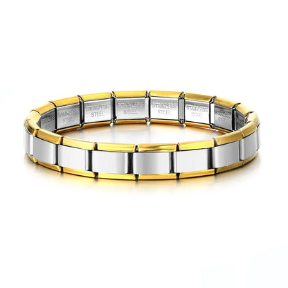 GEMOSA 9mm Width Italian Charm Bracelet Fashion Stainless Steel Bangle Elastic Link Chain High Quality Factory DIY