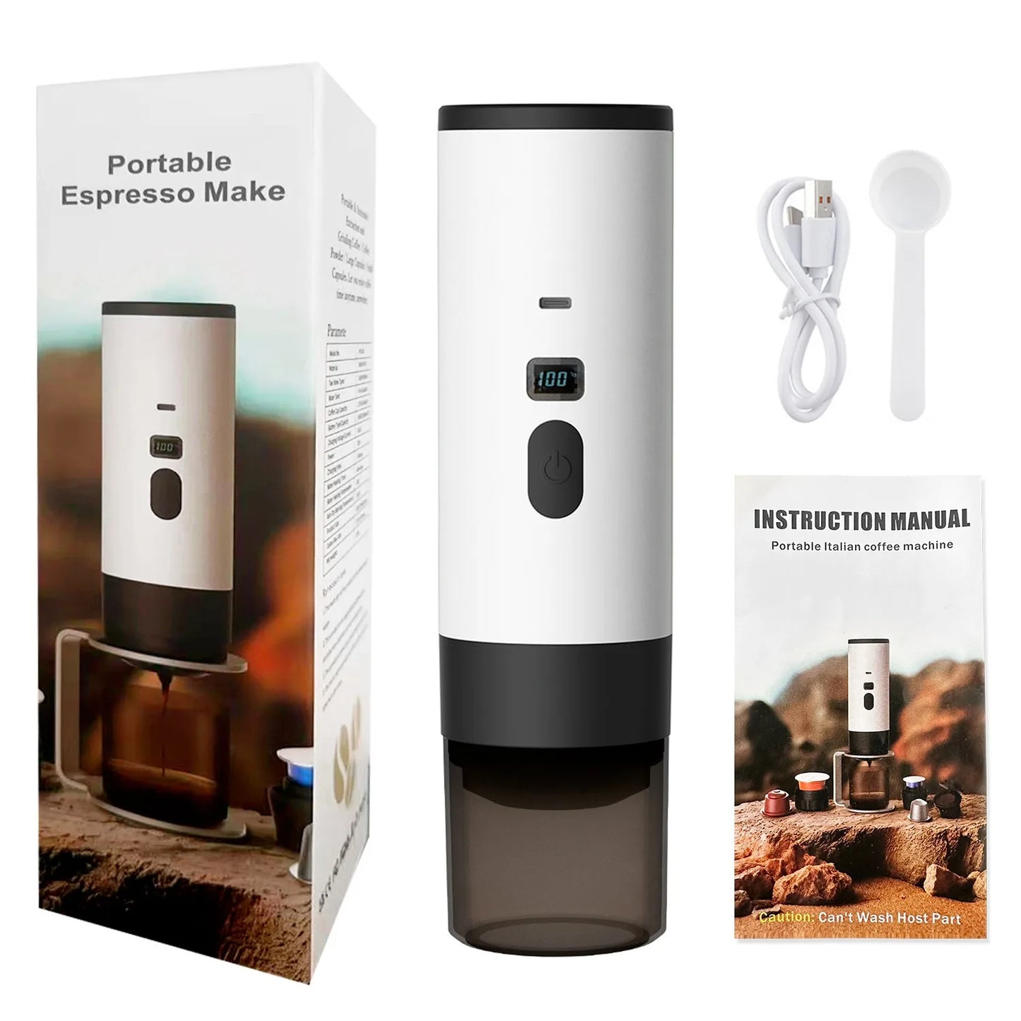 Portable Coffee Machine Wireless 3-in-1 for Ground/Nespresso/DolceGusto Capsule 15Bar 7800mAh Digital Display Travel Camping