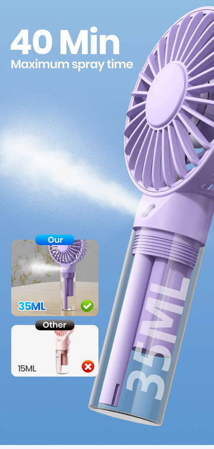 TOPK Mini Portable Fan with Water Mist,2000mAh Capacity& Humidifying Function for Summer Personal Electric Fan USB fans for Room