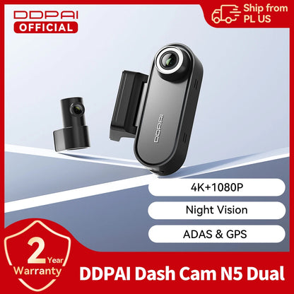 DDPAI Dash Cam N5 Dual Front and Rear 4K Ultra HD Resolution Dash Camera NightVIS ADAS GPS Auto Record