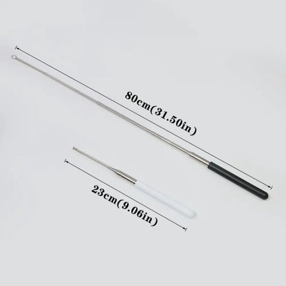 Retractable Cat Wand Pole Interactive with Hanging Loop DIY Cat Exercise Stick Stainless Steel Adjustable Length