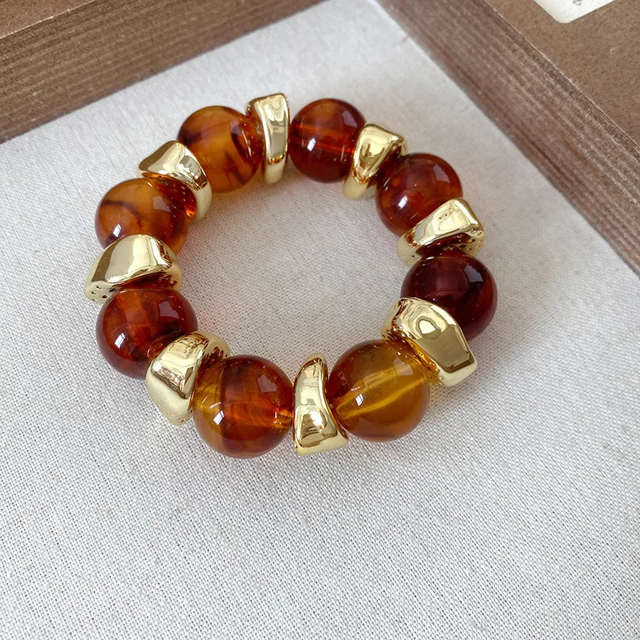 Acrylic Irregular Square Round Beaded Bracelet Bangle for Women Imitation Stone Chain Bracelet Hand Accessories Couple Gifts K