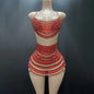 Thin Suspenders Fake Meat Mini Hip Skirt Bar Dance Dress Music Festival Singer Costume Party High-end Performance Dress Vestito