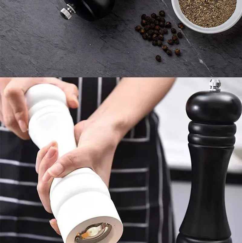 8inch Manual Wood Salt and Pepper Grinder Adjustable Ceramic Rotor Seasoning Spice Grinders Kitchen Cooking Tools