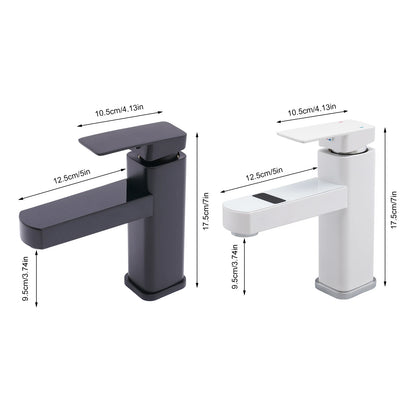 Black And White Washbasin Faucet, Bathroom Kitchen Single Pole Faucet With Digital Display Screen