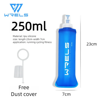 WRELS Outdoor Collapsible Silicone Bite Size Water Bottle Running Camping Hiking Travel Convenient Water Bottle 150ml 500ml 250m