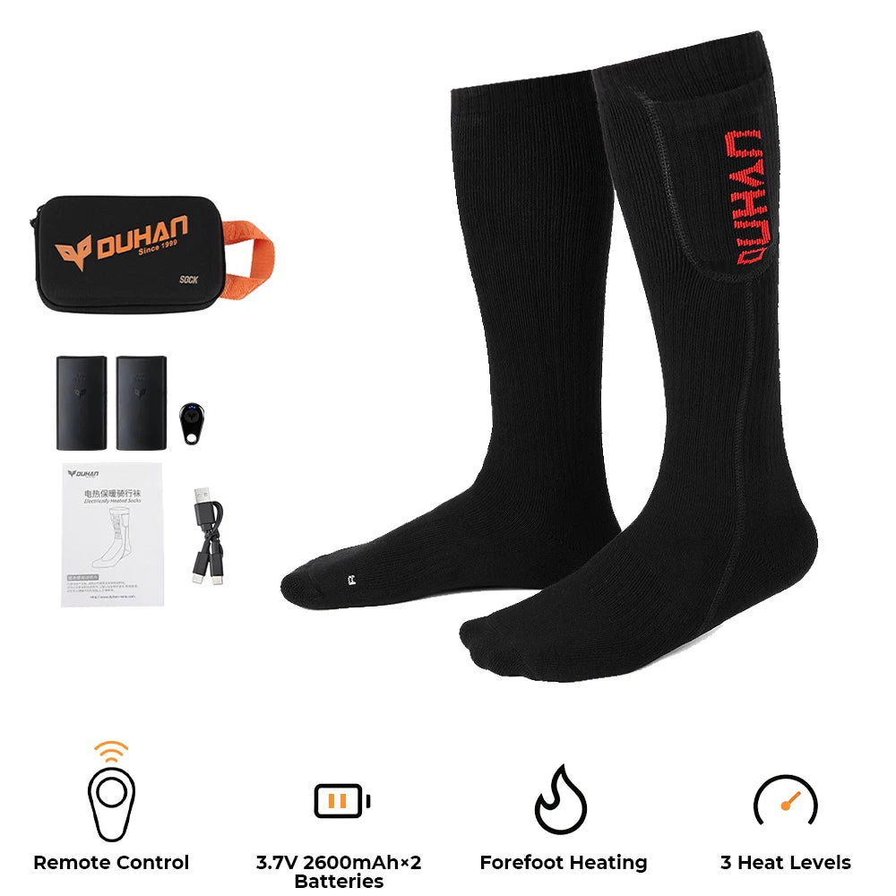Electric Heating Socks for Skiing Snowboarding Hiking Rechargeable Batteries Thermal Warmer Remote Control Winter Outdoor Sports