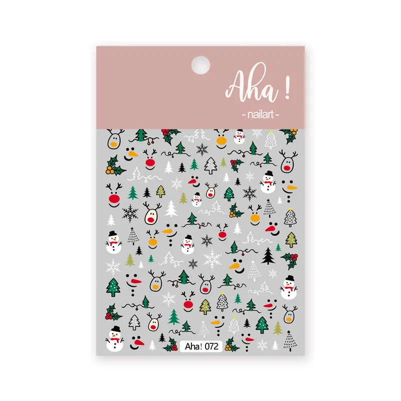 Winter Christmas Atmosphere Nail Stickers Snowman Snowflake Wapiti Self-adhesive High Quality Cute Nail Stickers Nail Art Deco