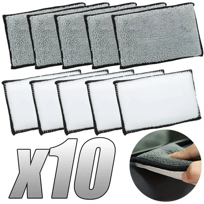 2-10Pcs Auto Detailing Tools Soft Double Side Microfiber Scrubbing Sponge Car Leather Cleaning Microfiber Towel Wax Sponge