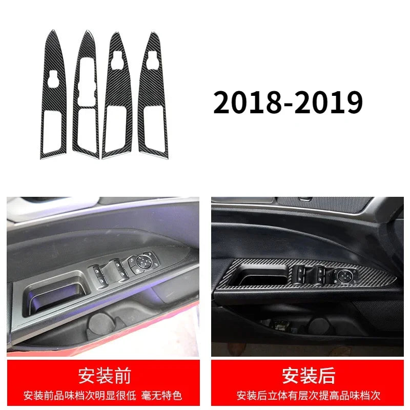 Fit for Ford Fusion Mondeo 2013–2019 Carbon Fiber Style ABS Interior Panel Cover Trim Stickers Car Decor Accessories