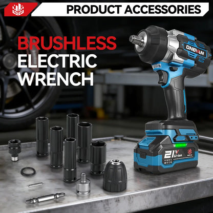 ONEVAN 2800N.M High Torque Brushless Electric Wrench Cordless 1/2 Inch Screwdriver Impact Drill Tool For Makita 18V Battery Pin