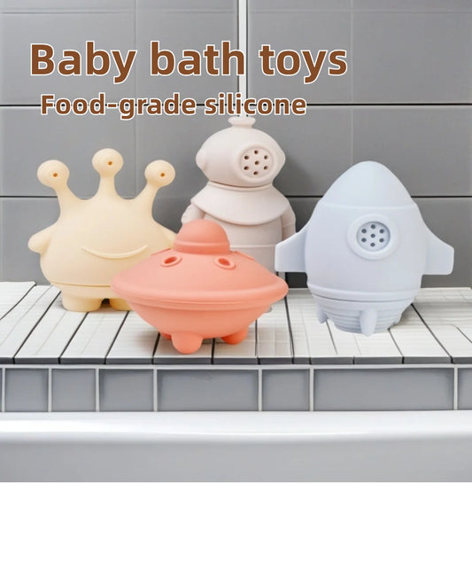 Baby Bath Toys Animal Silicone Cartoon Astronauts Play With Water Toys No BPA Swim Bathroom Baby Silicone Sprinkler Bathtub Toy