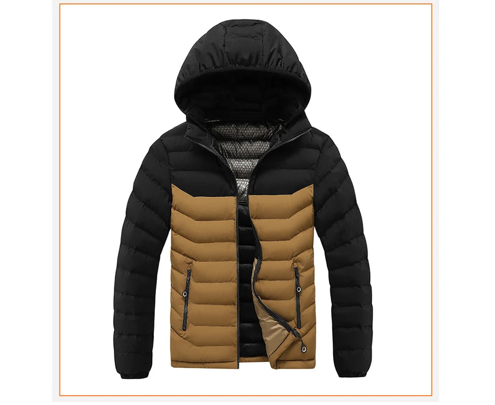Winter Men's Bomber Padded Jacket Casual Men Cotton Thicken Warm Hooded Parkas Coats Male Thermal Windbreaker Jackets Clothing
