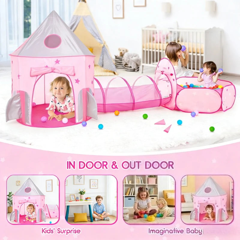 IMBABY Star Printed Play Tent for Toddler with Baby Ball Pit and Play Tunnel Children Indoor Outdoor Playhouse for Birthday Gift