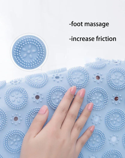 Bathroom Mat Anti-slip Sucker Round PVC Bath Mat with Drain Hole Silicone Bathing Rugs Foot Massage Pad Bathtub Soft Shower Mat