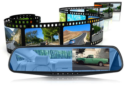 4.3 Inch 1080P Night Vision Camera Dual Lens DVR  Rearview Mirror Dashcam Car Dvr Dash Camera Car Video Recorder Auto Bluck Box