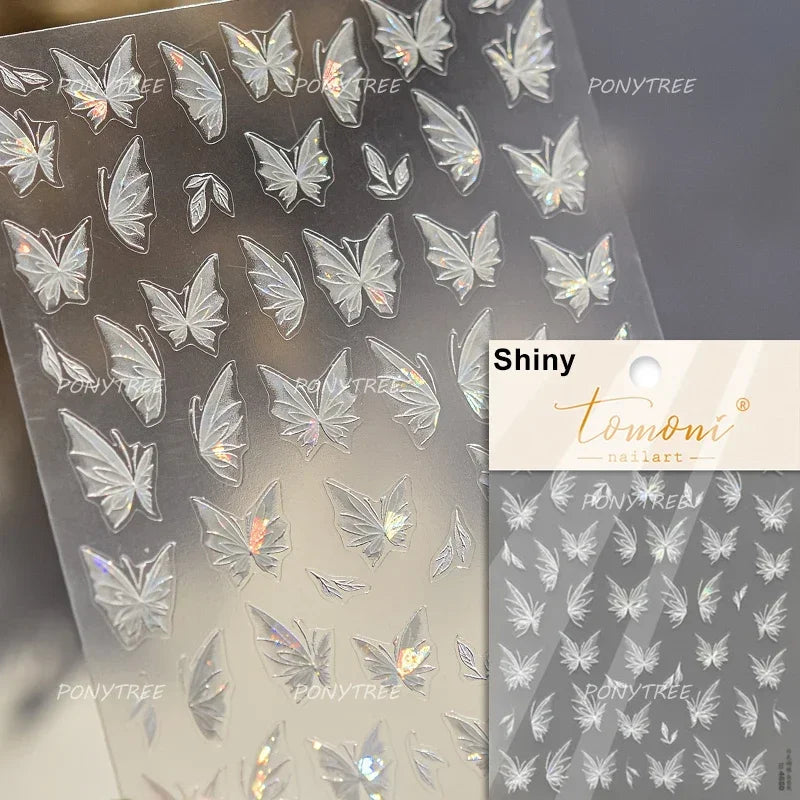 Jelly Butterfly 5D Nail Art Sticker Rhinestone Crystal Charming Shiny Insect Animals DIY Self Adhesive Decoration Manicure Decal