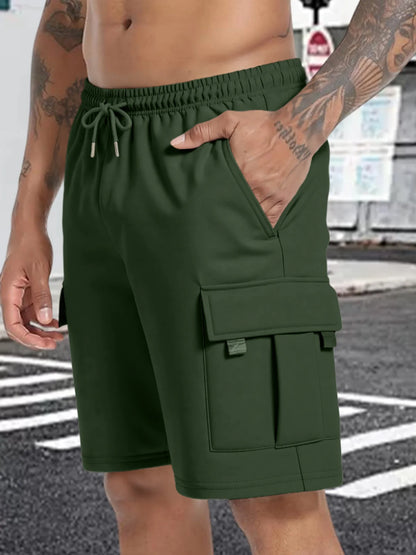 Summer Men's Sport Shorts Male Breathable Loose Multi-pockets Cargo Shorts Outdoor Jogging Fitness Casual Drawstring Mens Shorts