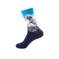 1 Pair Men Cotton Retro Abstract Oil Painting Art Socks Shout Modern Van Gogh Starry Night Happy Oil Painting Skateboard Sock