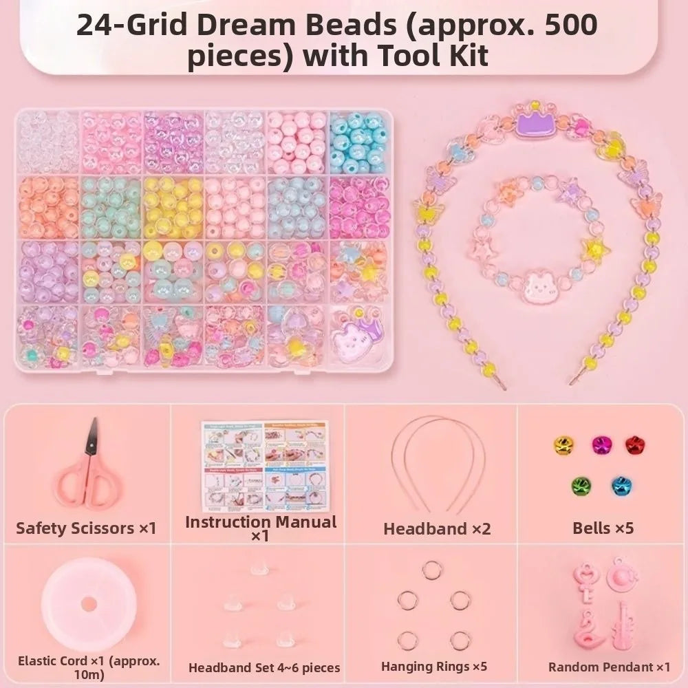 24 Grid DIY Handmade Beaded Kit Acrylic Creative Beads Bracelet Making Kit Cute Kawaii DIY Jewelry Making Kit Educational Craft
