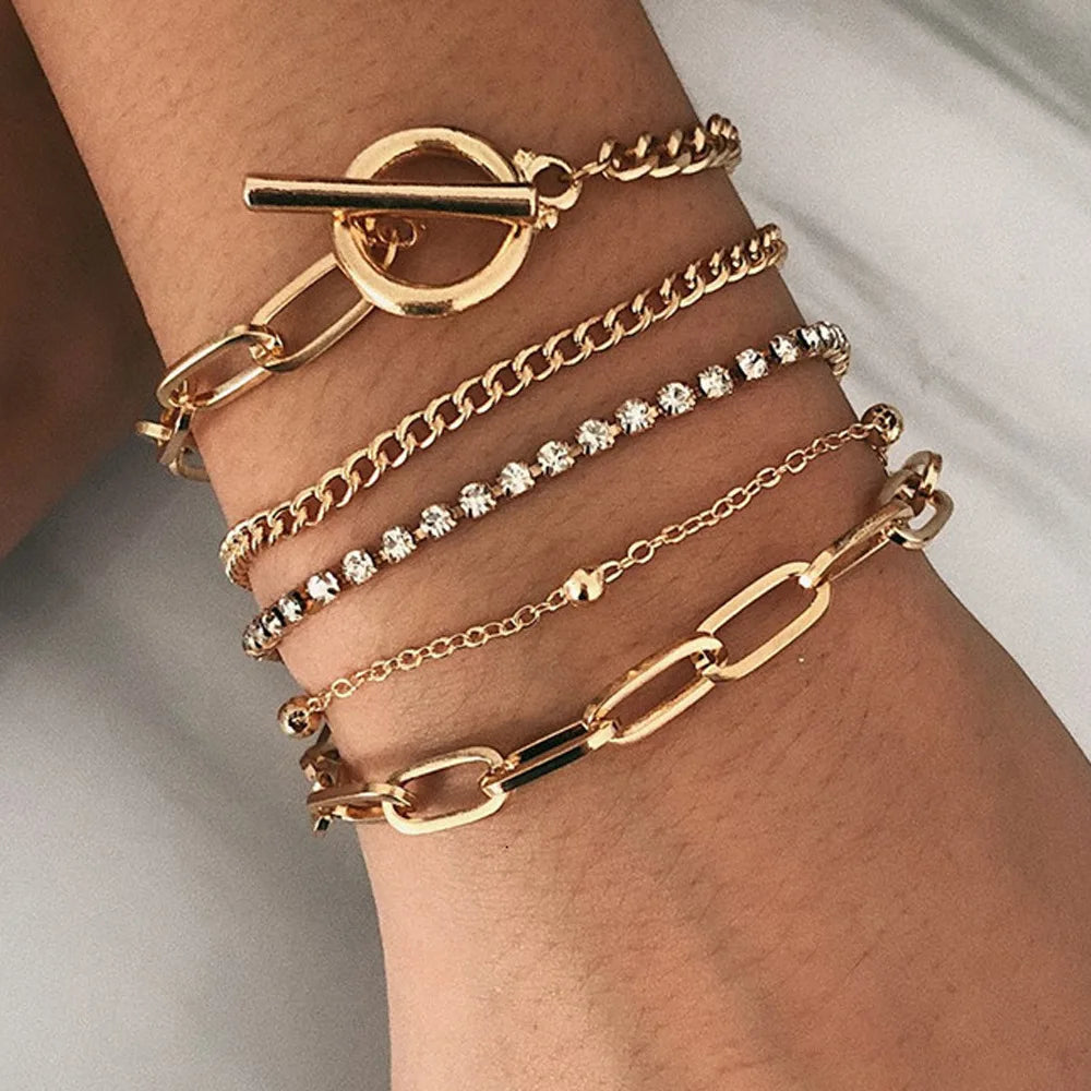 Luxury Color Cubic Zirconia Gold Color Tennis Bracelets For Women Girls 2022 New Trend Chain Bracelets Jewelry Party Gifts