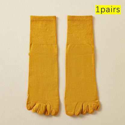 Hot Sale Men's Cotton Toe Socks Moisture-Wicking Odor Control Seamless Toe Design Long Crew Socks for Sports Daily Wear