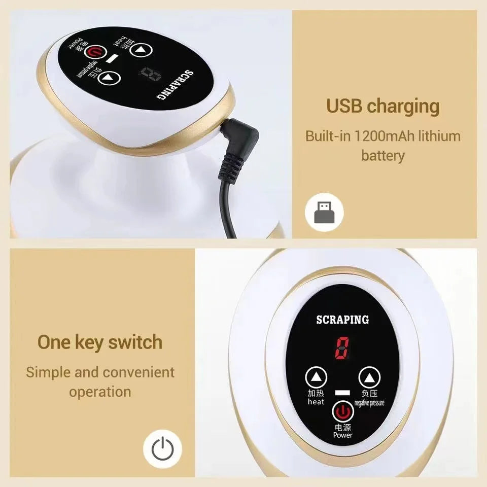 Electric Scraping Massage Cupping Body Massager Vacuum Cans Suction Cup Heating Body Back Neck Arm Guasha Massager