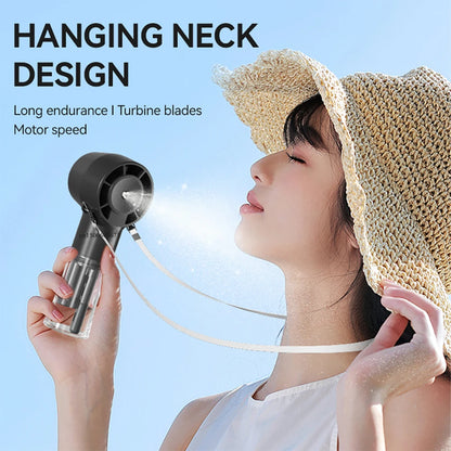 Portable Water Mist Fan Humidifier Fan Rechargeable 4 Wind Speed Hanging Neck Fan Handheld Water Spray Fan for Outdoor Travel