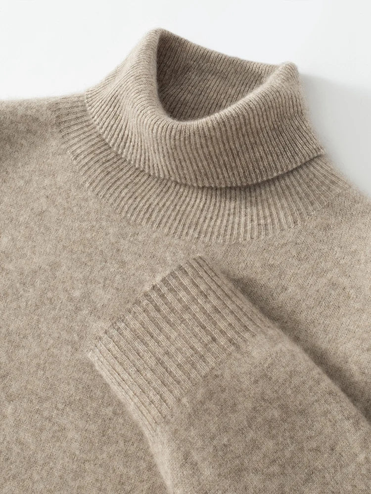 Men's Turtleneck 100% Cashmere Sweater Autumn Winter Basic Long Sleeve Pullover Cashmere Knitwear Soft Warm Comfy Clothing