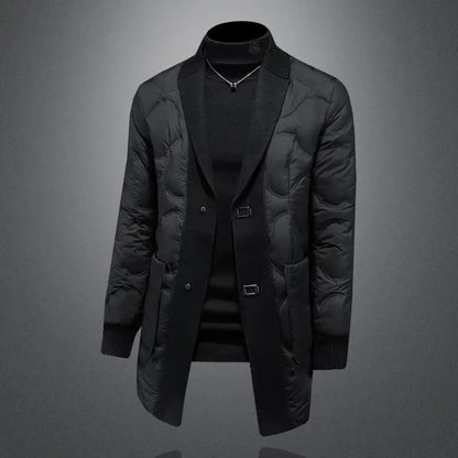 High quality 2025 Winter 90% White Duck New Fashion British Style Casual Loose Slim Mid-length Down Jacket
