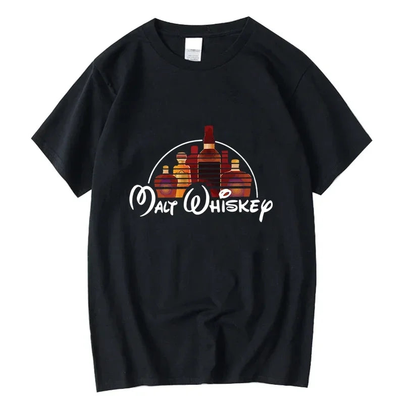 Summer Men T-shirt Cotton Blend Funny Malt Whiskey Print Summer Loose O-neck Cool T Shirt for Men Short Sleeve T-shirt Male Tee