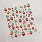 Lovely Red Fruit Strawberry Cherry Bowknot Love Heart Star Silk Ribbon 5D Nail Art Stickers Chic Self Adhesive Manicure Decal