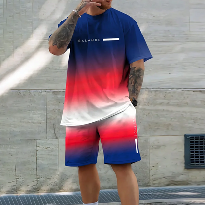 Men's 3D casual T-shirt suit plus size sportswear multifunctional casual suit summer  shorts  outdoor T-shirt shorts
