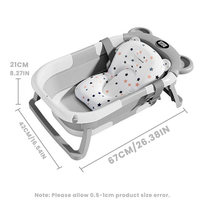 Collapsible Baby Bathtub for Newborn with Thermometer &1Soft Floating Cushion,Portable Travel Bathtub with Drain Hole,Baby Tubs