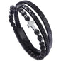 Vintage Multi-Layer Leather Bracelet Men Punk Cross Charm Tiger Eye Stone Beads Bracelet Fashion Braided Wrap Wristbands Jewelry