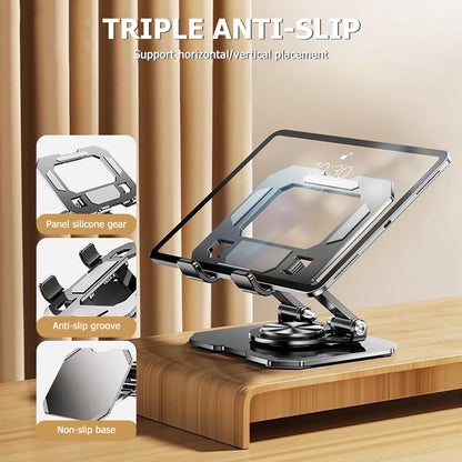 360° Rotatable Tablet Stand Adjustable Foldable Desktop Stand Holder Compatible For 4.7-12 Inch Ipad Pro/Air/Min Laptop Tablet
