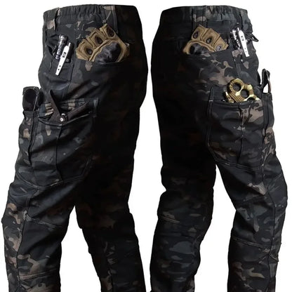 Winter Tactical Pants Men Shark Skin Soft Shell Cargo Trousers Outdoor Multi-pocket Windproof Waterproof Combat Pant S-4XL