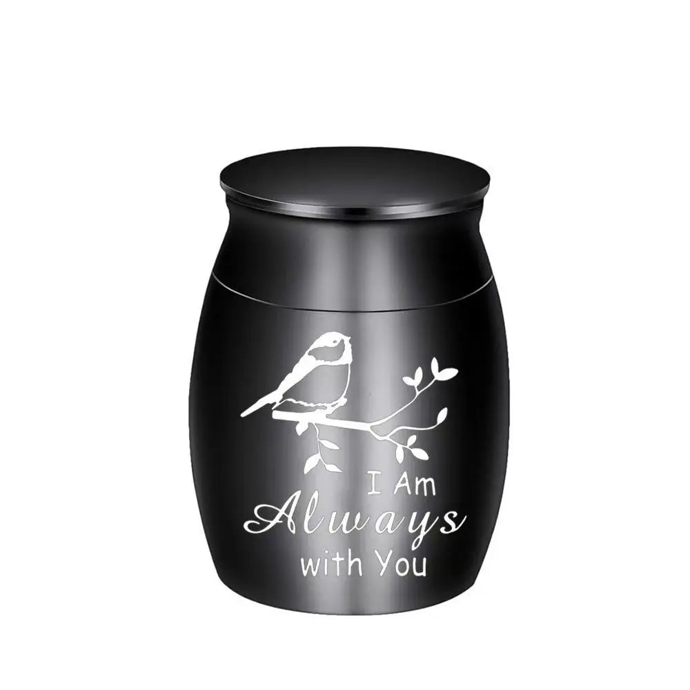 L27 Mini Stainless Steel Pet Cremation Urn Bird Branch Ashes Keepsake Memorial Container for Dog Cat Loss Remembrance Gift