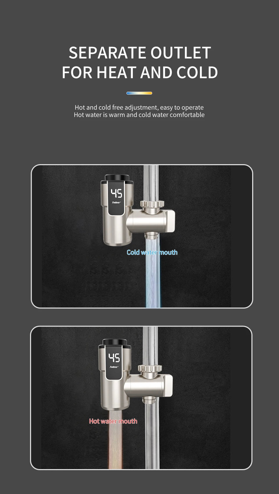 Fudeer Electric Water Heater Kitchen Faucet Conector Instant Hot Water Tap Adapter 220V  Water Heater Bathroom Accessories
